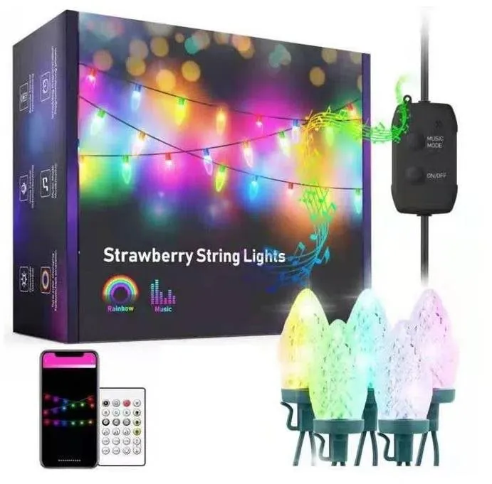 Svetelná reťaz BOT Chytrý LED vianočné a párty reťaz Strawberry SL2 10 metrov Tuya RGB WiFi a BT