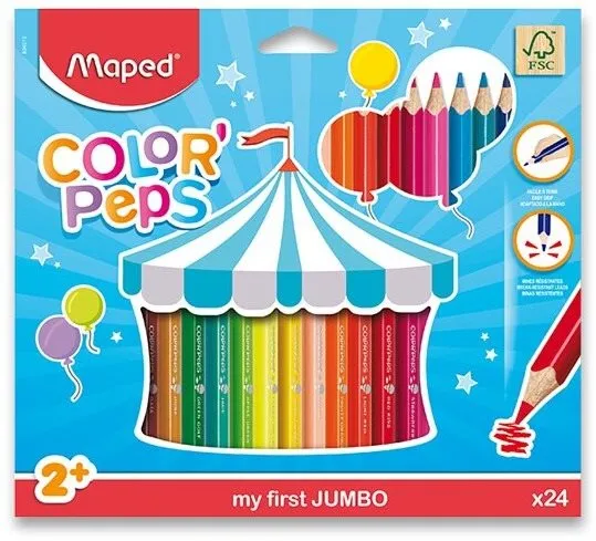 Pastelky MAPED Color Peps Jumbo, 24 farieb