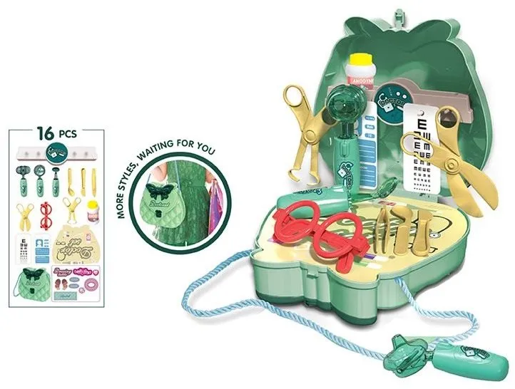 Tematická sada hračiek Taška doktorský set zelený