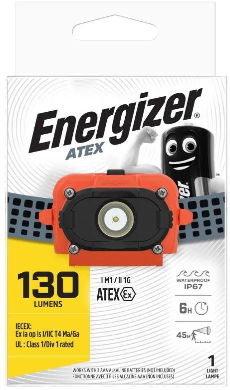 Čelovka Energizer Atex Headlight LED 130 lm, so svetelným výkonom 130 lm, dosvit 45 m, 1 x