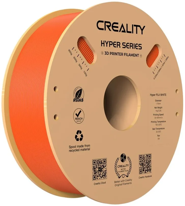 Filament Creality Hyper PLA Orange 1kg, materiál PLA, priemer 1,75 mm s toleranciou 0,03 m