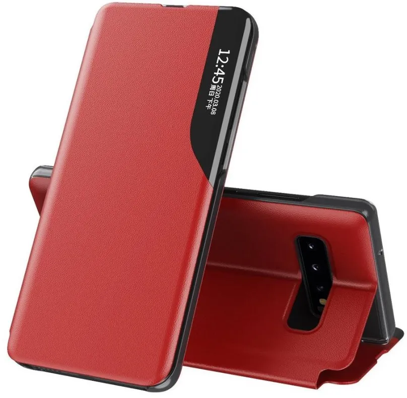 Puzdro na mobil Eco Leather View knižkové puzdro na Huawei P40 Lite E, červené