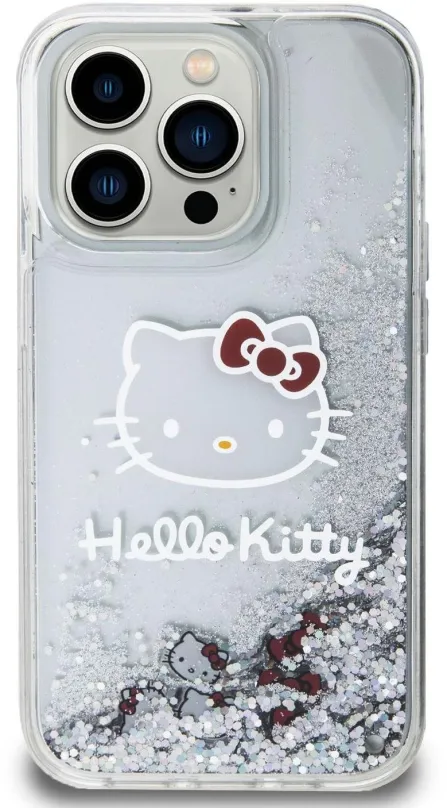 Kryt pre mobil Hello Kitty Liquid Glitter Electroplating Head Logo Zadný Kryt pre iPhone 15 Pre Transparent
