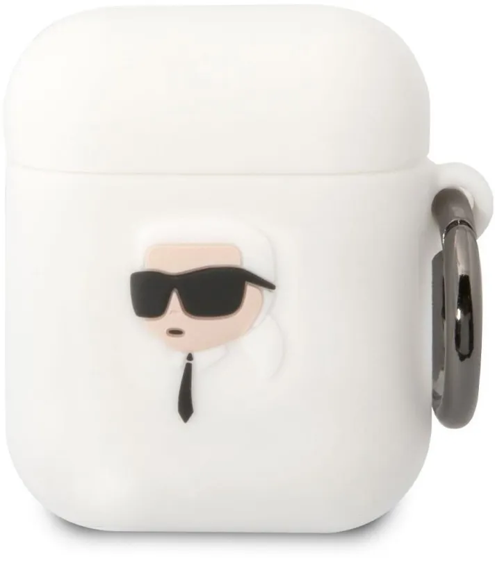 Puzdro na slúchadlá Karl Lagerfeld 3D Logo NFT Karl Head Silikónové Puzdro pre Airpods 1/2 White