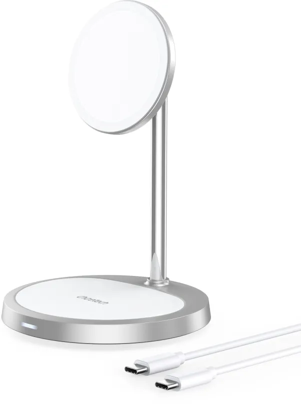 Nabíjací stojanček ChoeTech MFM 2in1 Holder Magnetic Wireless Charger For iPhone 12/13/14 Series silver