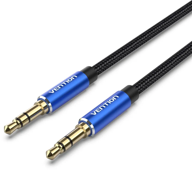 Audio kábel Vention Cotton Braided 3.5mm Male to Male Audio Cable 3m Blue Aluminum Alloy Type