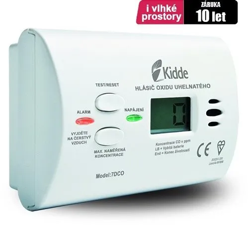 Detektor Kidde 7DCO detektor CO s alarmom (čidlo úniku plynu)