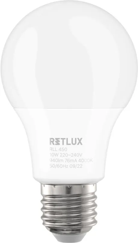 LED žiarovka RETLUX RLL 450 A60 E27 zar. 3DIMM 10W CW