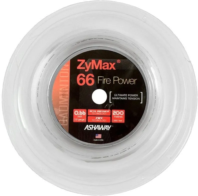 Bedmintonový výplet Ashaway Zymax Fire Power 0,66 white 200m