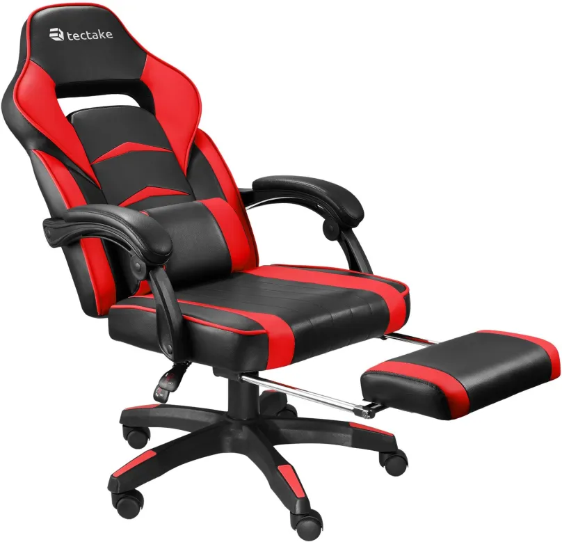 Herná stolička Herná kancelárska stolička Comodo s podnožkou, čierna / červená