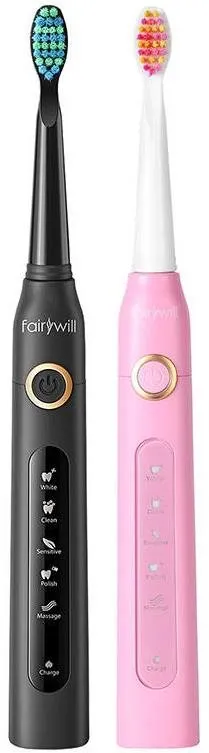 Elektrická zubná kefka FairyWill FW-507 sonická, čierna a ružová