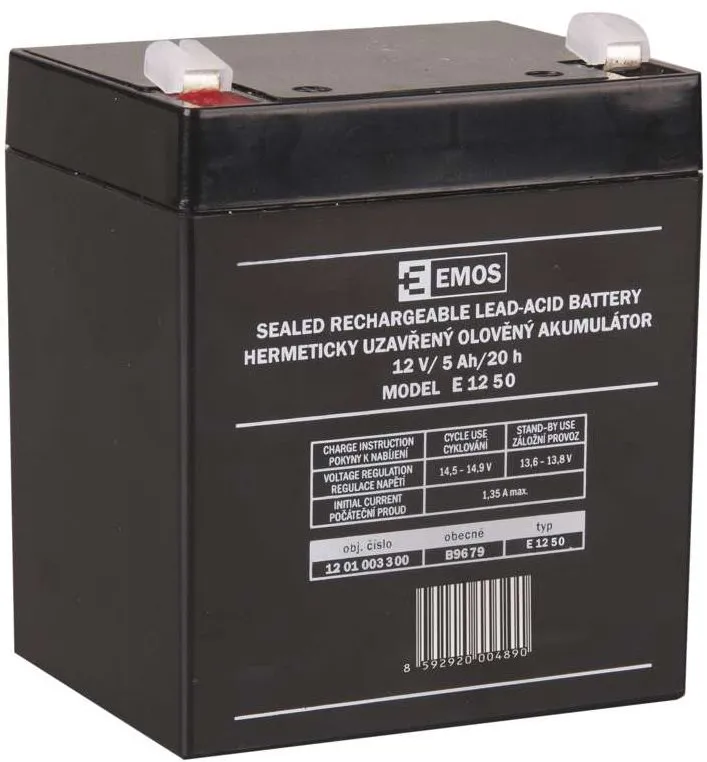 Batéria pre záložné zdroje EMOS Bezúdržbový olovený akumulátor 12 V/5Ah, faston 6,3 mm