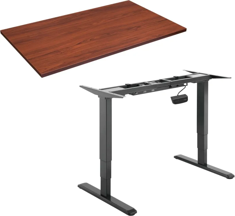 Výškovo nastaviteľný stôl AlzaErgo Table ET1 NewGen čierny + doska TTE-01 140x80cm hnedá dyha