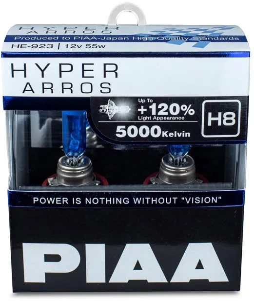 Autožiarovka PIAA Hyper Arros 5000K H8 + 120%. jasne biele svetlo s teplotou 5000K, 2ks