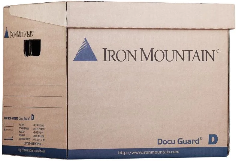 Archivačná krabica Iron Mountain Box D, 36 x 31 x 32 cm, hnedo-modrá