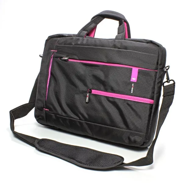 Taška na notebook 15,6", čierna s ružovými prvkami z nylonu, NT006 typ Crown