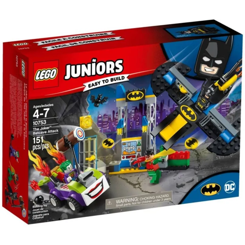 Stavebnica LEGO Juniors 10753 Joker útočí na Batcave, pre chlapcov, odporúčaný vek od 4 ro