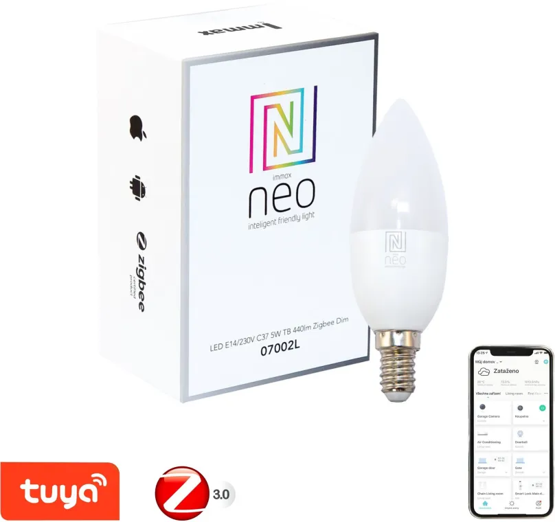 LED žiarovka IMMAX Neo E14 5W teplá biela, stmievateľná, Zigbee 3.0