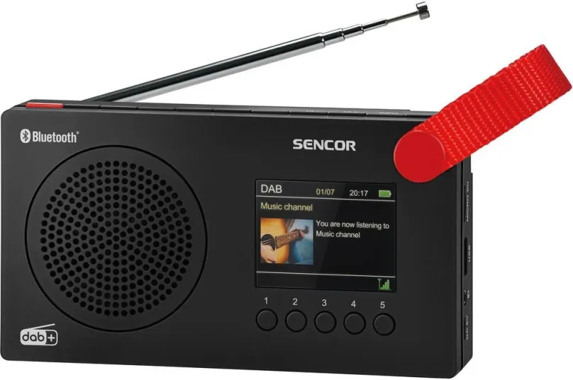 Rádio Sencor SRD 7757B, klasické, prenosné, DAB+ a FM tuner s 20 predvoľbami, výkon 1,5 W,