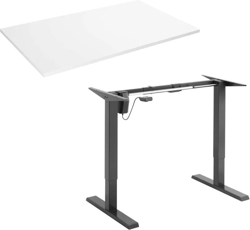 Výškovo nastaviteľný stôl AlzaErgo Table ET2.1 čierny + doska TTE-01 140x80cm biely laminát