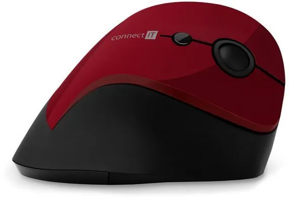 Myš CONNECT IT Vertical Ergonomic Wireless červená, vertikálna, bezdrôtová, optická, 1600D