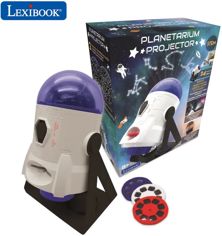 Nočné svetlo Lexibook 360° Hviezdny projektor s obrázkami a mapy