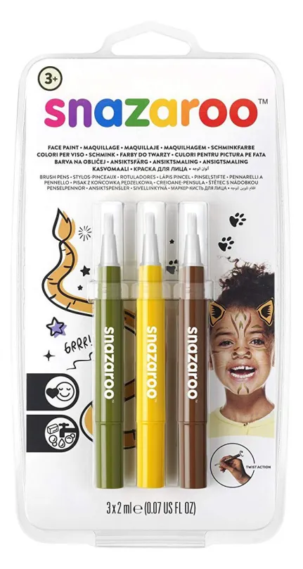 SNAZAROO Štetce Brush Pen s farbami na tvár - Džungľa