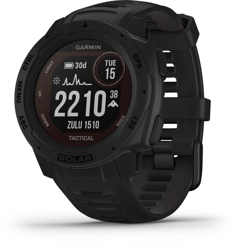 Chytré hodinky Garmin Instinct Solar Tactical Black, pre mužov aj ženy, s ovládaním v slov