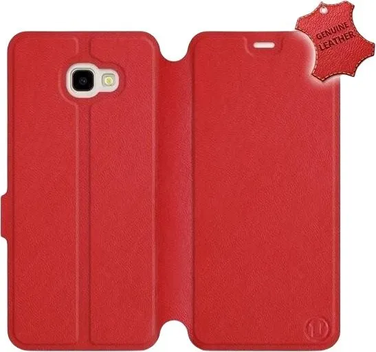 Kryt na mobil Flip puzdro na mobil Samsung Galaxy J4 Plus 2018 - Červené - kožené - Red Leather