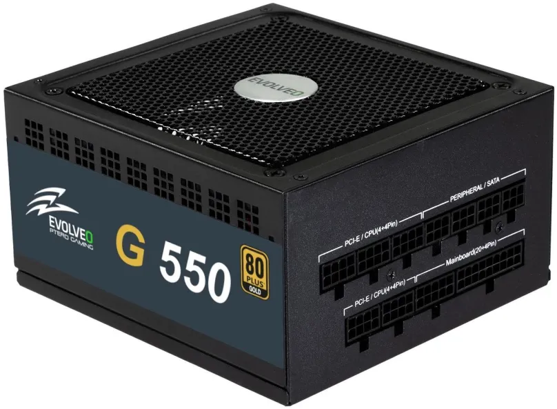 Počítačový zdroj EVOLVEO G550 80 Plus Gold, 550 W, ATX, 80 PLUS Gold, účinnosť 90%, 4 ks P