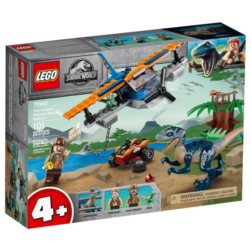 LEGO stavebnice LEGO Jurassic World 75942 Velociraptor: Záchranná misia s dvojplošníkom