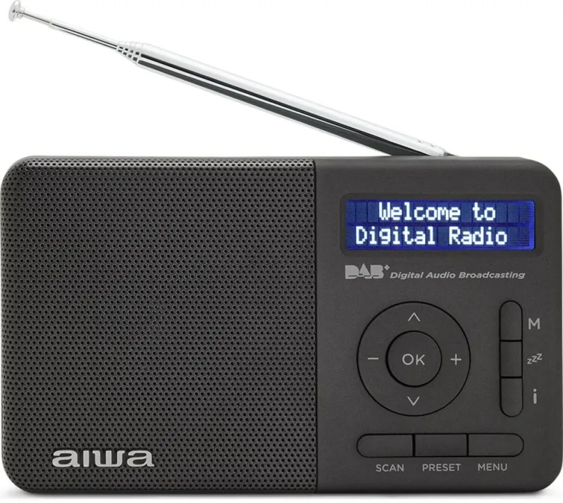 Rádio AIWA RD-40DAB/BK, klasické, prenosné, DAB+, FM a RDS tuner so 100 predvoľbami, výkon
