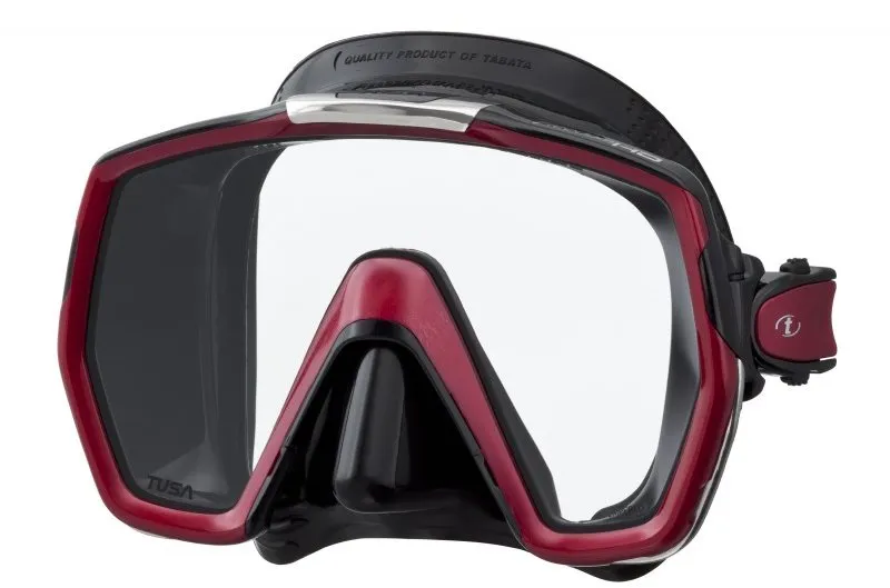 Potápačské okuliare Tusa Freedom HD, čierny silikón, červený rámček