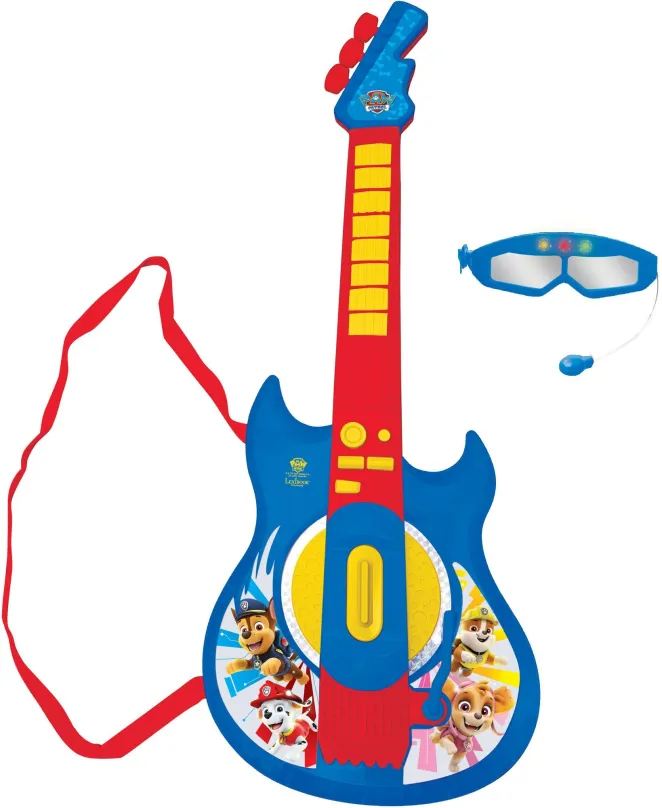 Detská gitara Lexibook Tlapková patrola Elektronická svietiaca gitara s mikrofónom v tvare okuliarov