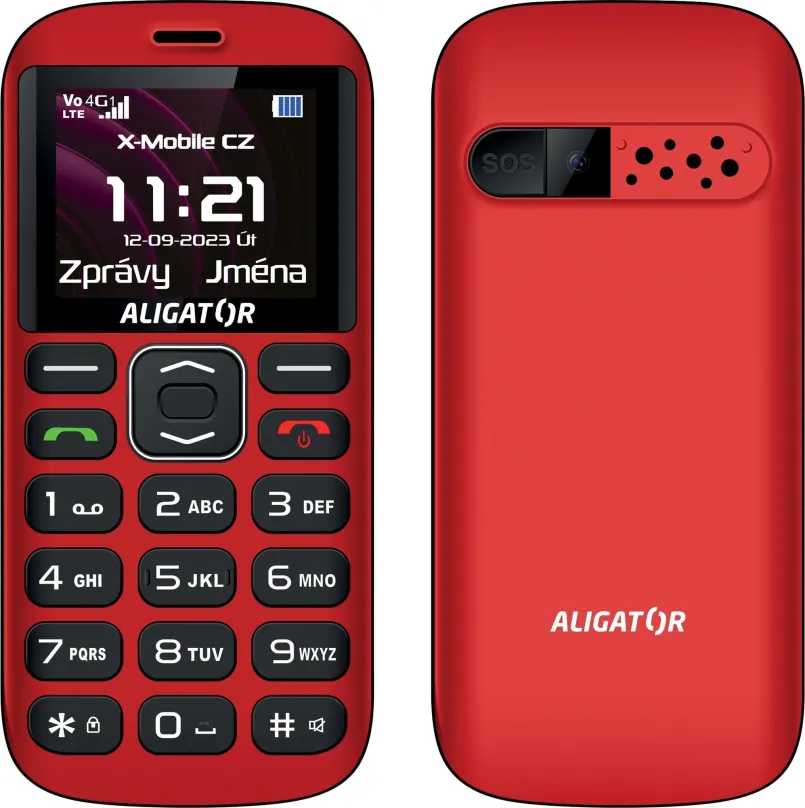 Mobilný telefón Aligator A720 4G Senior červený + nabíjací stojan