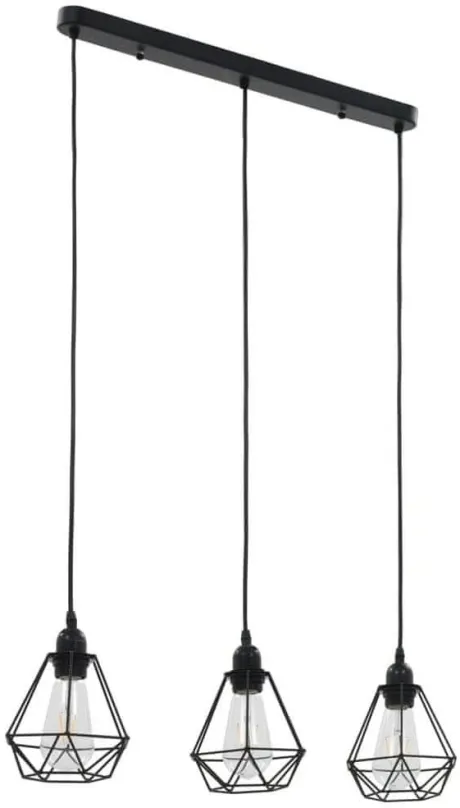 Luster Stropná lampa s diamantovým dizajnom čiernej 3 x žiarovky E27