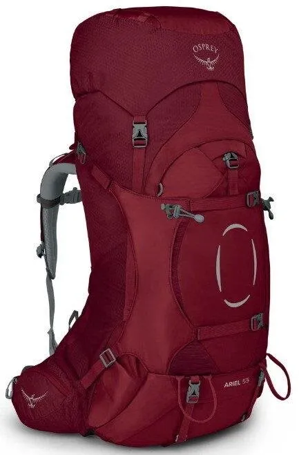Turistický ruksak Osprey Ariel 55 Ii Claret Red XS/S, dámske prevedenie, rozmery 73 x 38 x