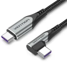 Dátový kábel Vention Type-C (USB-C) 2.0 Right Angle to USB-C 1m Gray Aluminum Alloy Type