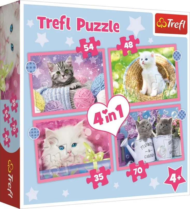 Puzzle Trefl Puzzle Veselé mačičky 4v1 (35,48,54,70 dielikov)