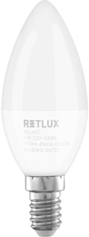 LED žiarovka RETLUX RLL 427 C37 E14 sviečka 6W CW