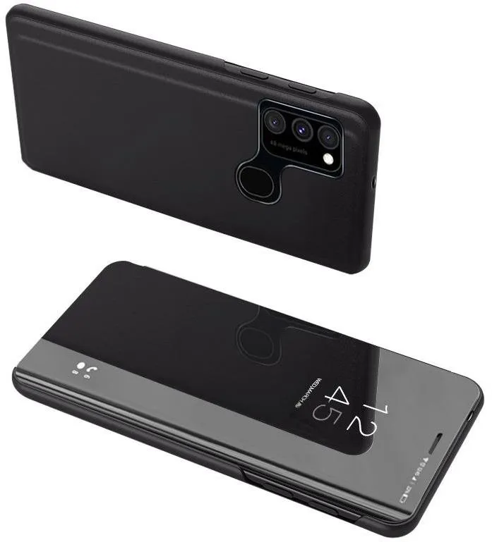 Puzdro na mobil Clear View knižkové puzdro na Samsung Galaxy A12/M12, čierne