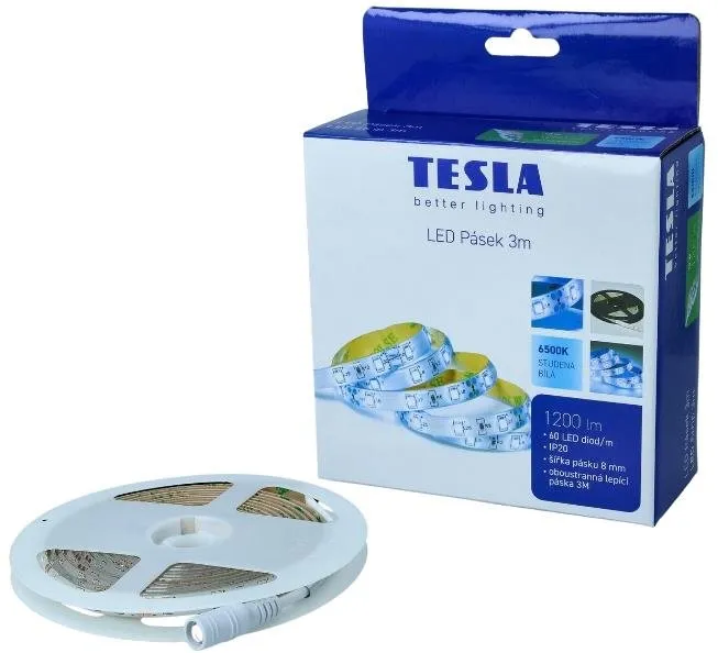 LED pásik Tesla LED pásik, 60LED/ m, dĺžka 3 m + 1,5 m, 8 mm, 6500 K, SMD2835, IP20
