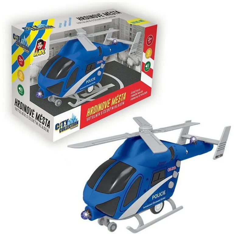 Vrtuľník Vrtuľník policajný na zotrvačník, na batérie so svetlom a zvukom