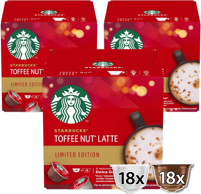 Kávové kapsule Starbucks® Toffee Nut Latte by NESCAFE® DOLCE GUSTO® limitovaná edícia, 3 balenia