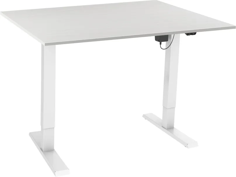Výškovo nastaviteľný stôl AlzaErgo Table ET2.1 biely + doska TTE-12 120x80cm biely dub