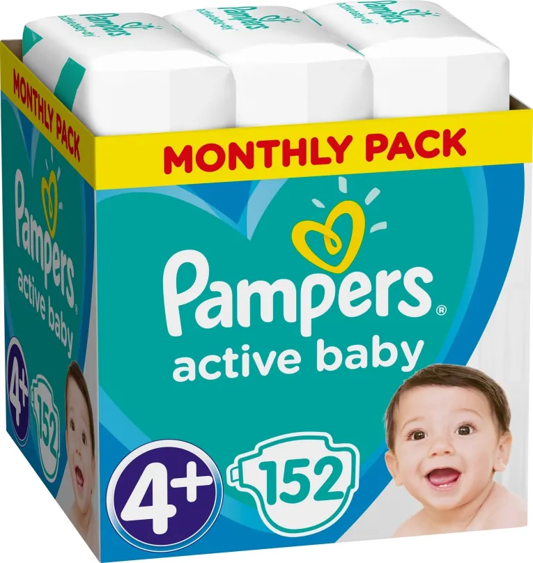 Detské plienky PAMPERS Active Baby-Dry vel. 4+ Maxi (152 ks) - mesačné balenie