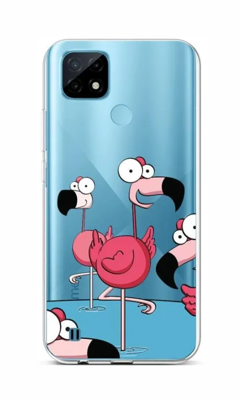 Kryt na mobil TopQ Realme C21 silikón Cartoon Flamingos 66844