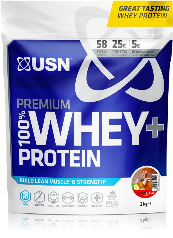 Proteín USN 100% Premium Whey Bag, 2000g, lieskový oriešok "wheytella"