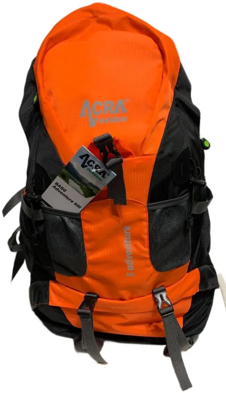 Turistický batoh Acra Adventure oranžový 50l, s objemom 50 l, unisex prevedenie, rozmery 5