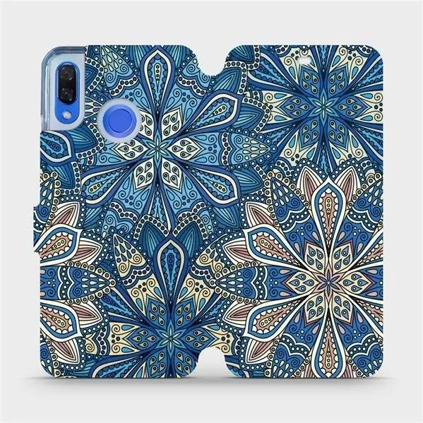 Kryt na mobil Flipové puzdro na mobil Huawei Nova 3 - V108P Modré mandala kvety